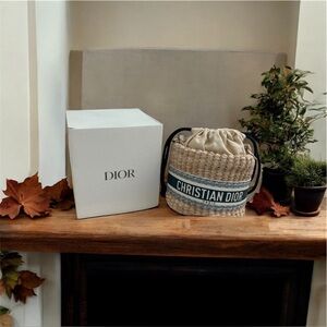 Christian Dior Mini Woven Basket Bag with Drawstring